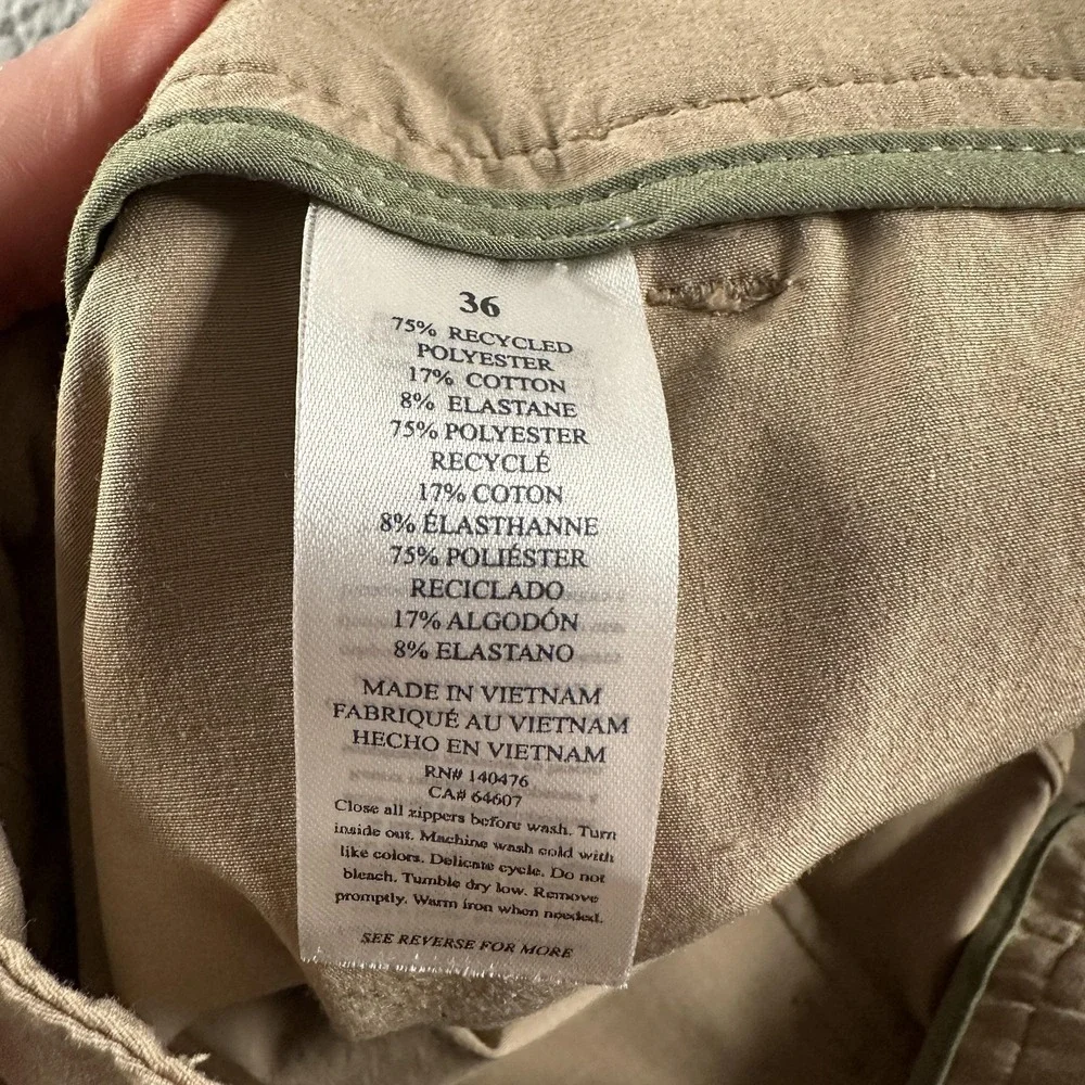 Faherty All Day Chino Shorts Mens 36 Beige Performance Stretch Travel Casual